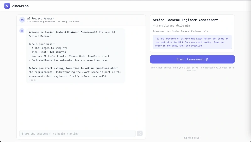 Candidate briefing with AI Project Manager chat